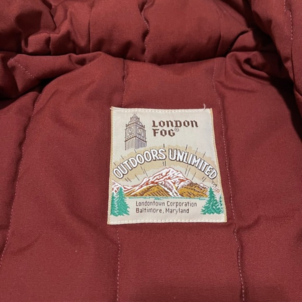 VTG London Fog Jacket Womens Large Tan Burgundy Hooded Parka 80s Coat - Picture 3 of 12